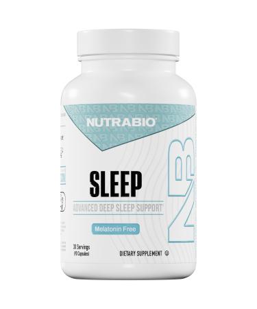 NutraBio Sleep - Advanced Deep Sleep Supplement - Restorative Natural Sleep Aid Reduces Restlessness - Melatonin Free Sleep Aid - 30 Servings- 90 Capsules