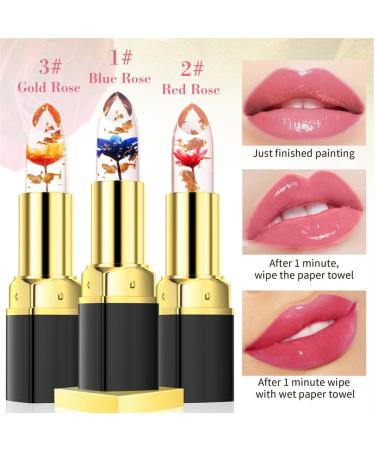  HADAVAKA Color Changing Flower Lipstick Long Lasting Moisturizing Lip Stick Non Fading Moisturizer Lip Balm Clear Flower Jelly Lipstick Give Your Lips A Lubricating And Hydrating (3PCS) - Buy Online on GoSupps.com