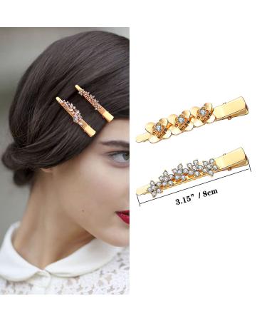 4PCS Rhinestone Flower Hair Barrettes Alligator Hair Clips for Women - Silver - Buy Online on GoSupps.com