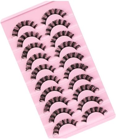 Eyelashes Russian Strip Lashes Natural Fluffy Wispy D Curly Effect Hybrid Strip Lashes Look Like Extensions 10 Pairs (D-02) - Buy Online on GoSupps.com