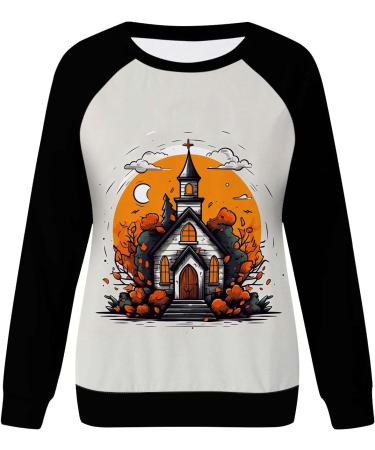 Halloween Costumes Printed Fashionable Casual Long Sleeved Zipper Round Neck Hoodies Knit Pullover Sweater for Black Large - Buy Online on GoSupps.com