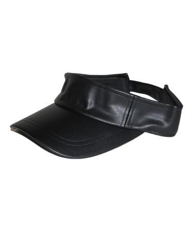 Fashionable Faux Leather Visor Hat (Black)
