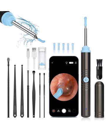 Ear Wax Removal Tool  Ear Wax Cleaner with 1296P HD Waterproof Camera  Ear Wax Removal Kit with 8 Pcs Ear Set  Otoscope Cleaner for iPhone  iPad  Android (Black)