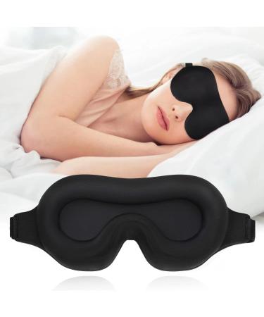 Lonfrote Sleep Eye Mask for Men Women 3D Contoured Cup Night Blindfold Comfy Sleeping Eye Cover for Nap Travel (Black)