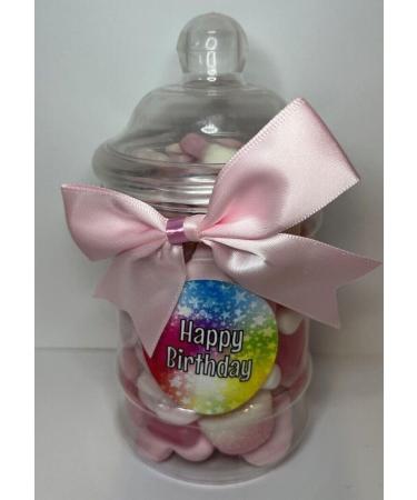 Happy Birthday Filled Pick N Mix Sweet Victorian Jar Gift Personalised Present 380ml pink appro 300g - Buy Online on GoSupps.com