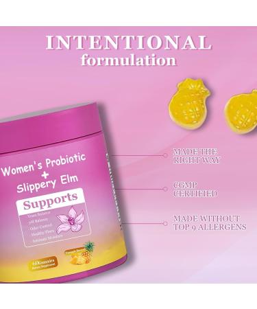 Her Juicy Feminine Probiotics Gummies for Women Pineapple flavor With slippery elm supports pH balance gut health and immune system 60 gummies 1pcs - Buy Online on GoSupps.com