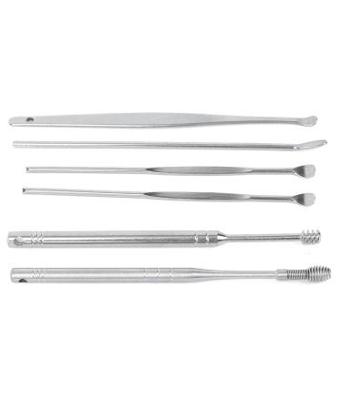 TOBILE 6-Piece/Set Ear Wax Picker Stainless Steel Ear Wax Remover Cleaning Tool Box