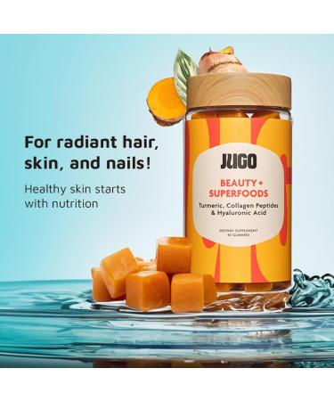 JUGO Beauty + Energy Gummies Bundle Collagen Biotin & Vitamin B12 Supports Hair Skin Nails & Natural Energy Plant-Based & Gluten-Free - Buy Online on GoSupps.com
