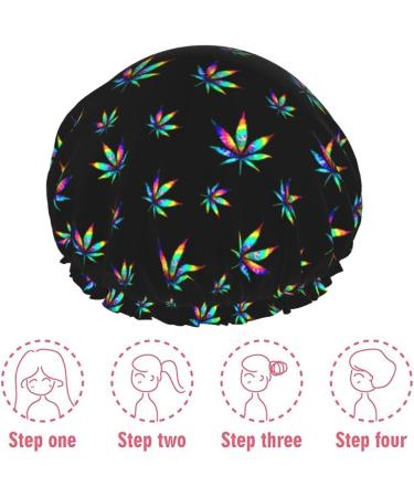 Tie Dyes Weed Leaf Shower Cap | Reusable Hair Protection Bonnet | Waterproof Bathing Hat - Buy Online on GoSupps.com