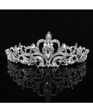 COCIDE Silver Tiara Crowns Crystal Headband Princess Rhinestone Crown with Combs Bride Headbands Bridal Wedding Prom Birthday Party Hair Accessories Jewelry for Women Girls A SILVER (Clear Crystal+Silver Tiara)