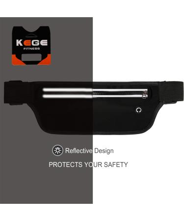 KEGE Reflective Running Belt Fanny Pack - Bounce Free, Water Resistant, Lightweight Waist Pack for Gym Phone Holder - Carbon Black - Buy Online on GoSupps.com