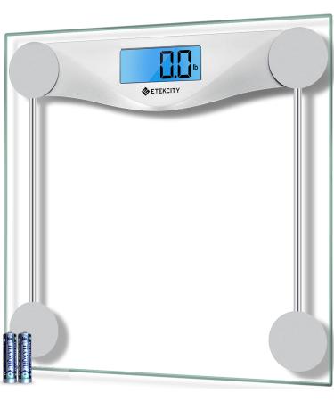 Etekcity Digital Body Weight Bathroom Scale, Large Blue LCD Backlight Display, High Precision Measurements,6mm Tempered Glass, 400 Pounds Digital Silver