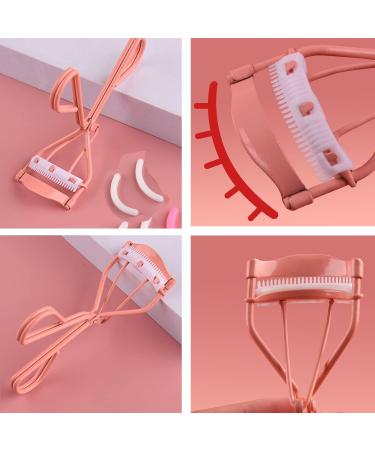 Eyelash Curler with Comb and 2 Silicone Refill Pads - Pink Beauty Makeup Tool for Women and Girls - Buy Online on GoSupps.com