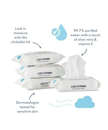 ABBY&FINN Natural Unscented Baby Wipes - Sensitive Water Based Diaper Wipes - 288 Total Wipes (4 Pop-Top Packs, 72 Count each) - Buy Online on GoSupps.com