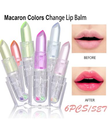 HONGZHUANG 6PACK Macaron Color Changing Lip Balm Set - pH Activated, Long Lasting, Moisturizing - Gift Box Included - Buy Online on GoSupps.com