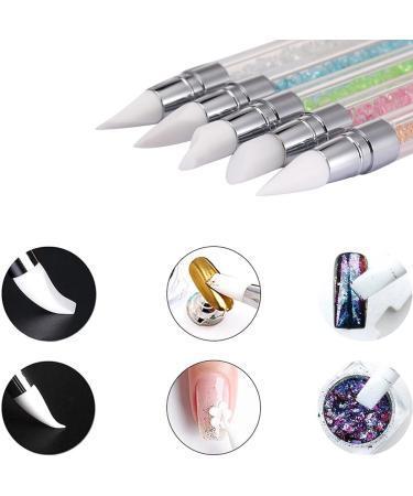 Vaceer 5Pcs Nail Art Sculpture Pen Set with Acrylic Rhinestone Handle - Double Ended Design and Painting Tool for Manicure - Buy Online on GoSupps.com