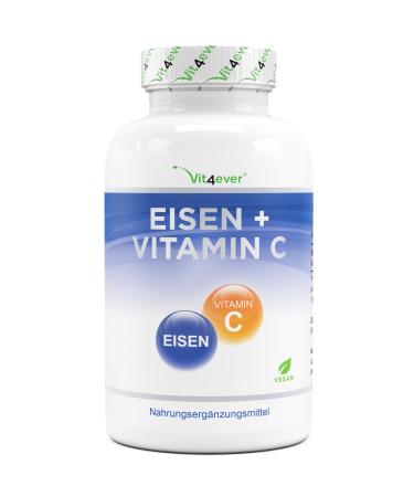 Iron - 365 tablets with 40 mg of pure iron + natural vitamin C - Premium raw material: ironbi glycinate (iron -chelate) - high -dose - vegan - laboratory test