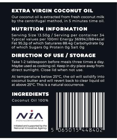 480ml Extra Virgin Coconut Oil - Dairy Free, Vegan, Ketogenic & Natural for Cooking, Roasting, Baking - Buy Online on GoSupps.com