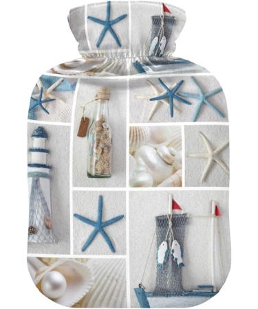 Naanle Ocean Seashell Hot Water Bottle - 1L Transparent Heat Bottle with Cover for Pain Relief & Warmth - Ideal for Bed & Hand Warmers - Buy Online on GoSupps.com