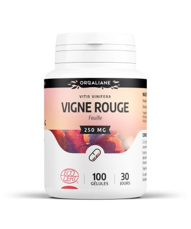 Organic Red Vine 250 mg - 100 Capsules - Ecocert Certified - Orgaliane