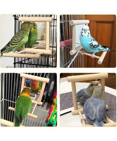 Wooden Bird Bathtub with Mirror, Swing & Perch Stand - 3 Pack Colorful Accessories for Budgerigar, Parakeet, Cockatiel, Conure, Lovebird, Cockatoo - Buy Online on GoSupps.com