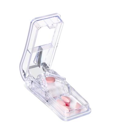 Pill Cutter Pill Splitter with Blade and Storage Compartment for Small or Large Pills Cut in Half Quarter for Pills Tablets - (Transparent)