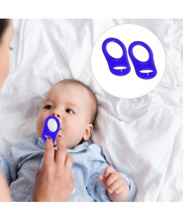 Silicone Dummy Clips Adapter - 2 Pcs Blue Silicone Button Ring Pacifier Clip Adapter - Buy Online on GoSupps.com