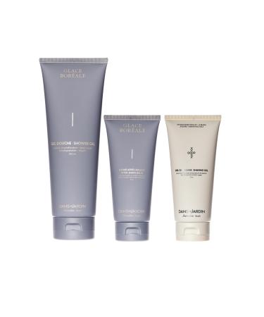 DANS UN JARDIN Beard Shaving Kit Made in Canada - Shower Gel After-Shave Balm & Shaving Gel - Boreal Ice - Skin-Friendly - Beard Gift Set for Silky Smooth Shave - All Skin Types - Vegan - 3-Pack