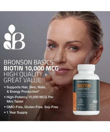 Bronson Biotin 10 000mcg Supports Healthy Hair Skin and Nails Vegetarian Non-GMO 150 Tablets Unflavored 150 Count (Pack of 1) - Buy Online on GoSupps.com