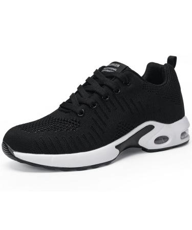 Then women running shoes air breathable sneakers lace -up light shockproof fashion sports shoes outdoor athletic sneaker for gym walking jogging run basketball spring 40 EU black