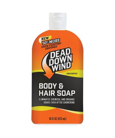 Dead Down Wind Body & Hair Soap | 16 oz Bottle | Unscented | Soap for Odors, Hunting Accessories | Gentle Body Wash & Shampoo for Hunting | Safe for Sensitive Skin