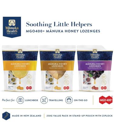 Manuka Health MGO 400+ Manuka Honey Lozenges with Lemon & Ginger - 58 Count - 8.8 oz - 100% Natural with Vitamin C - Buy Online on GoSupps.com