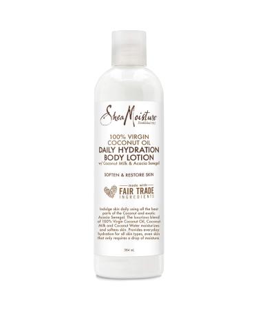 Shea Moisture 100% Virgin Coconut Oil Daily Hydation Body Lotion with coconut milk and acacia Senegal to soften and restore 384 ml