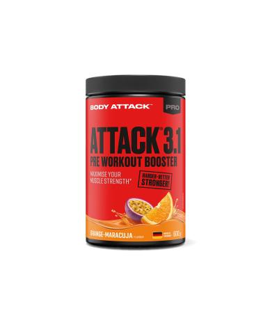 Body Attack Pre Workout Booster - Orange Maracuja 600 g - High -dose pump booster with caffeine L -arginine Taurin & Creatin - Specially developed for bodybuilding & muscle building training orange Maracuja 600 g (1 Pack) - Buy Online on GoSupps.com