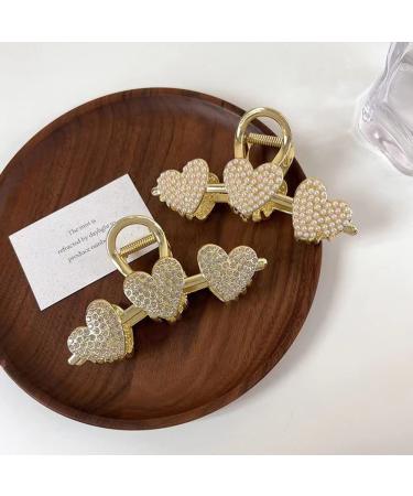 KuuGuu 2 PCS Heart Hair Claw with Pearls - Large Metal Hair Clip for Thick Hair - Buy Online on GoSupps.com