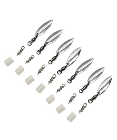 Harmony Fishing Company - 7 Pack Tail Spinners (Hitchhikers for Soft Plastic/senko Fishing Lures Willow or Colorado Blade) Willow Blade (7 Pack Silver)