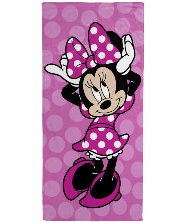 Disney Minnie Mouse Cheery Bath/Pool/Beach Towel - Super Soft & Absorbent Fade Resistant Cotton Towel, Measures 28 x 58 inches (Official Disney Product) Pink - Minnie Mouse