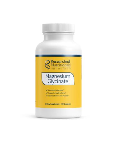 Researched Nutritionals Magnesium Glycinate Capsules - 125mg High Absorption Magnesium Glycinate Supplement to Support Healthy Bones and Energy Production - Vegan & Non-GMO (120 Capsules)