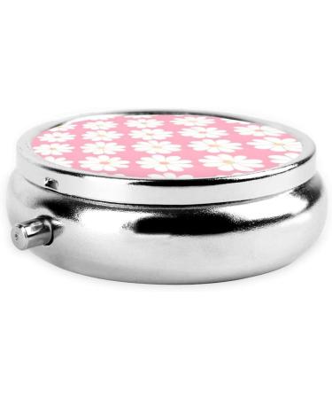 Camellia Pattern Round Pill Box | 3 Compartment Organizer | Portable Travel Pill Box for International Shipping - Buy Online on GoSupps.com