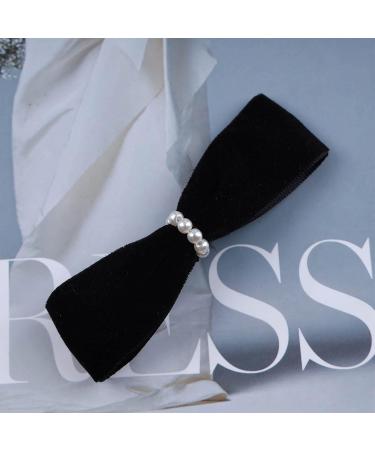 Inilbran Vintage Satin Bow Hairclip Barrettes Black Velvet Bow Hair Clips Winter Ribbon Bow Headclip Barrette French Pearl Bowknot Hairclip Decorative Hair Accessories for Women and Girls Headdress - Buy Online on GoSupps.com