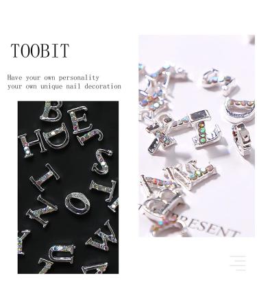 52 Pcs Silver 3D Metal Nail Studs Decoration Set - DIY Rhinestone English Letters Combo for Women - Buy Online on GoSupps.com