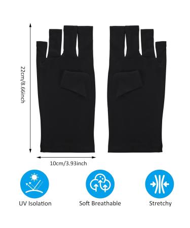 Buy Tiesome UV Protective Gloves for Gel Nail Lamps - UPF50+ Fingerless Gloves for Manicure UV Protection | Black - Buy Online on GoSupps.com