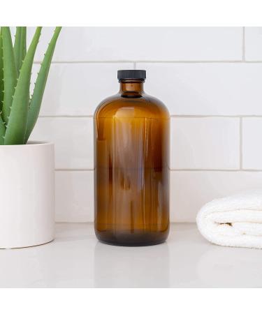 32oz Amber Glass Soap Dispenser - Refillable Apothecary Bottles with Black Pumps - Pack of 4 for Bath & Kitchen Accessories - Buy Online on GoSupps.com