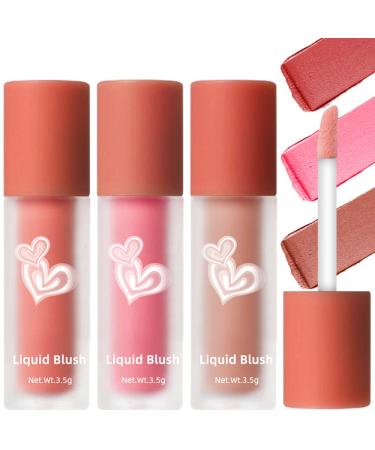 Matte Liquid Blush Makeup Lightweight, Velvet Mousse Texture, Breathable Feel, Sheer Flush Of Color, Natural-Looking, Cream Blush Cheek, Advanced Hazy Feeling(#01#02#03)