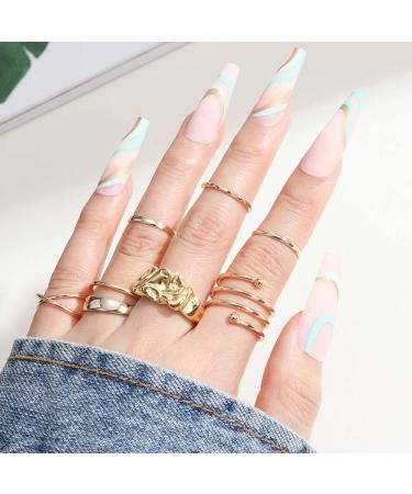 Sinlov 24pcs Coffin Press-On Nails - Nude Pink Swirl Glossy Long Ballerina False Nails Art Tips for Women - Buy Online on GoSupps.com