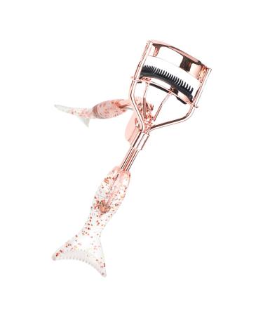 lyanny Small Eyelash Curler | Fish Tail Shape Eye Curler with Comb Teeth Ergonomic Eyelash Tools Beautiful Portable Makeup Supplies for Eye-Opening Lifted Lashes A4 Electroplated Rose Gold With Black Comb Rose Go