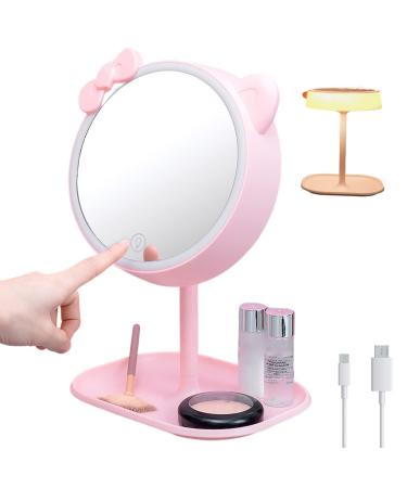 Makeup Mirror with Light Vanity Mirror Rechargeable Touch Sensor LED Cosmetic Mirror for Travel Bedroom