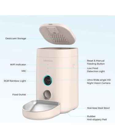 DOGNESS Automatic Cat Feeder with Camera - 1080P HD Video, Night Vision, WiFi, 2-Way Audio, Sensor Alerts (Pink) - Buy Online on GoSupps.com