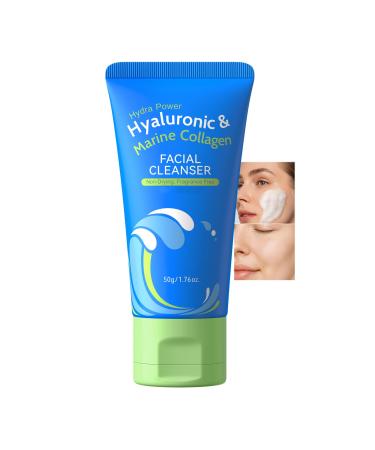 BEUKING Hydrating Hyaluronic Collagen Facial Cleanser Gentle Face Cleanser with Hyaluronic Acid+Centella Asiatica Extract Pore Cleanser Safe Daily Face Wash For Dry Oily Sensitive Skin 1.76 fl oz