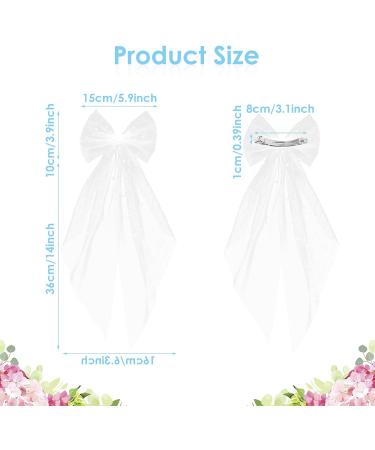 Bridal Bow Veil Pearl Bow Hen Party Veil Lace Butterfly Hair Clips White Hair Bow for Women and Girls Halloween Party - Buy Online on GoSupps.com